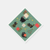 Serviette En Papier Chats noirs de Noël (Coin)