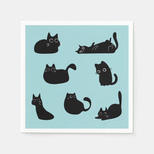 Serviette En Papier Chats noirs drôles (Devant)