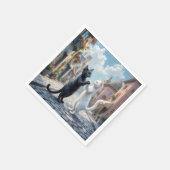 Serviette En Papier Chats noirs et blancs dansant sur cobblestone (Coin)