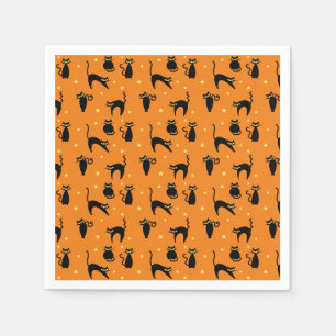 Serviette En Papier Chats noirs Halloween de mod