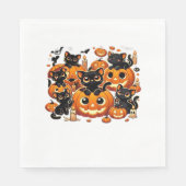 Serviette En Papier Chats noirs mignons en Citrouille Halloween Night  (Devant)