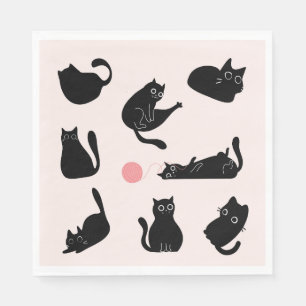 Serviette En Papier Chats noirs soyeux