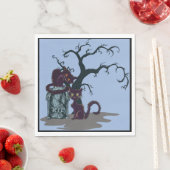 Serviette En Papier Chats noirs Tombstone Deef Tree Halloween (En situation)