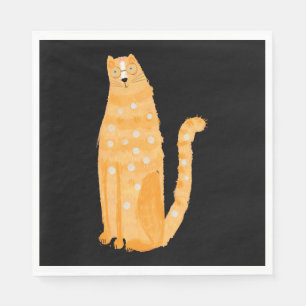 Serviette En Papier Chats Orange