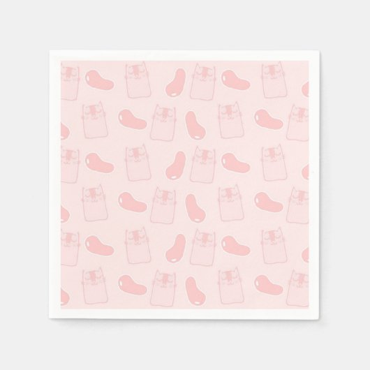 Serviette En Papier Chats roses et Motif de jellybeans (Devant)