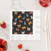 Serviette En Papier Chats sur le noir (En situation)