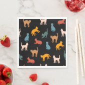 Serviette En Papier Chats sur le noir (En situation)