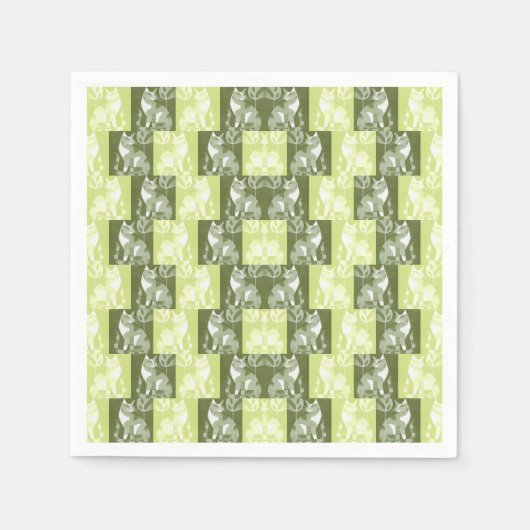 Serviette En Papier Chats vert (Devant)