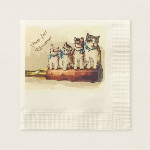 Serviette En Papier Chats victoriens de Noël