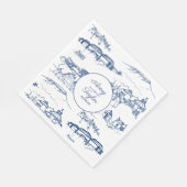 Serviette En Papier Chattanooga Toile Marine et Fête des mariées blanc (Coin)