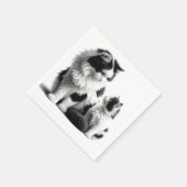 Serviette En Papier Chatte et chaton sur fond blanc (Coin)