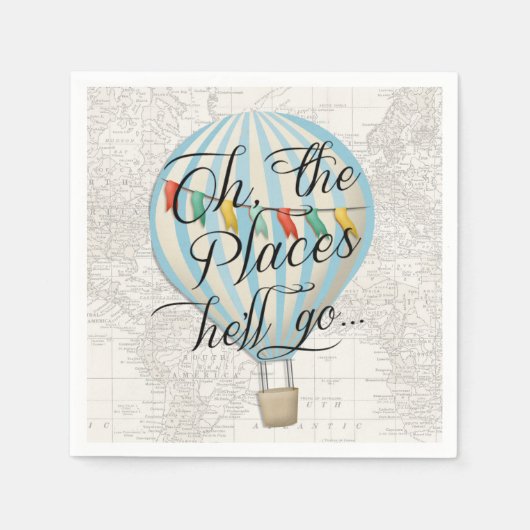 Serviette En Papier Chaud Air Balloon Napkin Baby shower garçon (Devant)