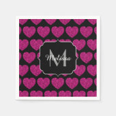 Serviette En Papier Chaud coeur rose faux pétille motif Monogramme (Devant)