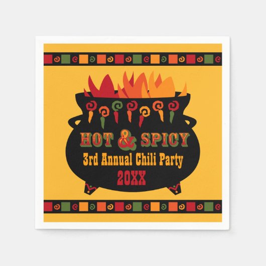 Serviette En Papier Chaud & épicé Chili Party (Devant)