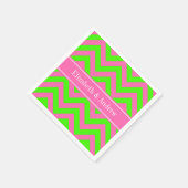 Serviette En Papier Chaud rose #2 Lime Green LG Chevron Nom Monogramme (Coin)