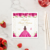 Serviette En Papier Chaud rose Brunette Cheveux Princesse Sweet sixtee (En situation)