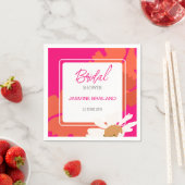 Serviette En Papier Chaud rose et orange marmite Abstraite florale (En situation)