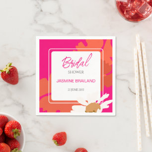 Serviette En Papier Chaud rose et orange marmite Abstraite florale