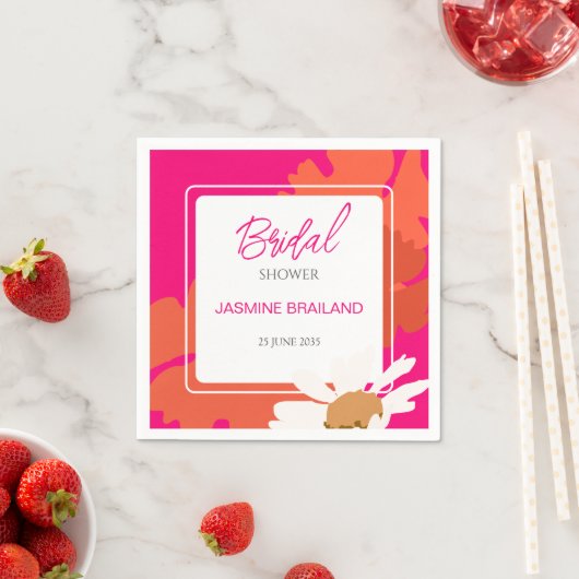 Serviette En Papier Chaud rose et orange marmite Abstraite florale (En situation)