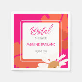 Serviette En Papier Chaud rose et orange marmite Abstraite florale (Devant)