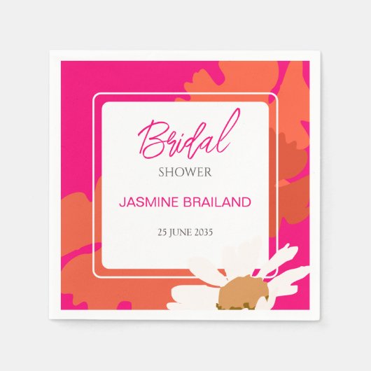 Serviette En Papier Chaud rose et orange marmite Abstraite florale (Devant)