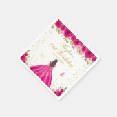 Serviette En Papier Chaud rose Floral Brunette Coiffeuse Fille Anniver (Coin)