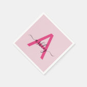 Serviette En Papier Chaud rose moderne Script Girl Monogramme Nom (Coin)