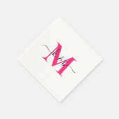 Serviette En Papier Chaud rose Monogramme Swash Script Blanc Cocktail (Coin)