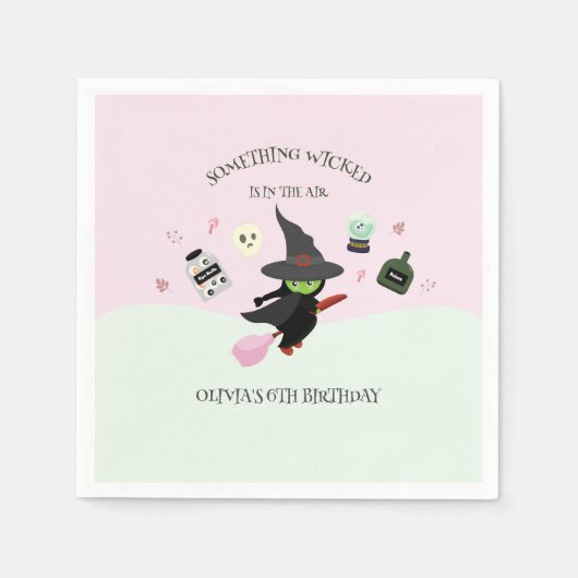 Serviette En Papier Chaud vert sorcier Halloween anniversaire (Devant)