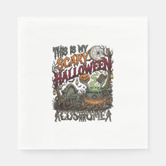 Serviette En Papier Chaudière de costume d'Halloween effrayant Citroui