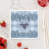 Serviette En Papier Chauffeurs de cerfs Silhouette & Snowflakes Blue I (En situation)