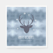 Serviette En Papier Chauffeurs de cerfs Silhouette & Snowflakes Blue I (Devant)