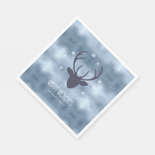 Serviette En Papier Chauffeurs de cerfs Silhouette & Snowflakes Blue I (Coin)