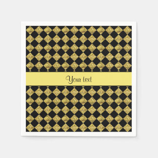 Serviette En Papier Chauffeurs de Parties scintillant noirs et jaunes