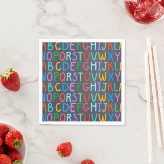Serviette En Papier Chaulkboard de l'école alphabet des serviettes en  (En situation)