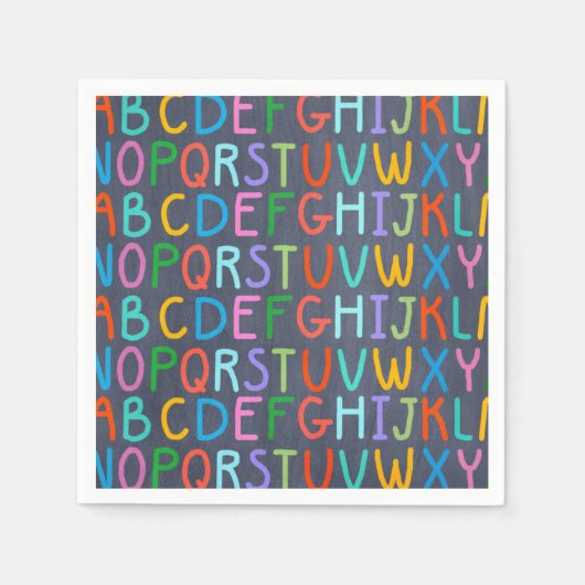 Serviette En Papier Chaulkboard de l'école alphabet des serviettes en (Devant)