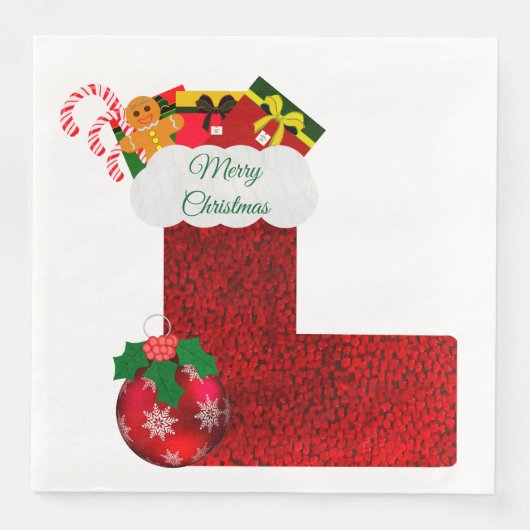 Serviette en papier Chaussette de Noël (Devant)