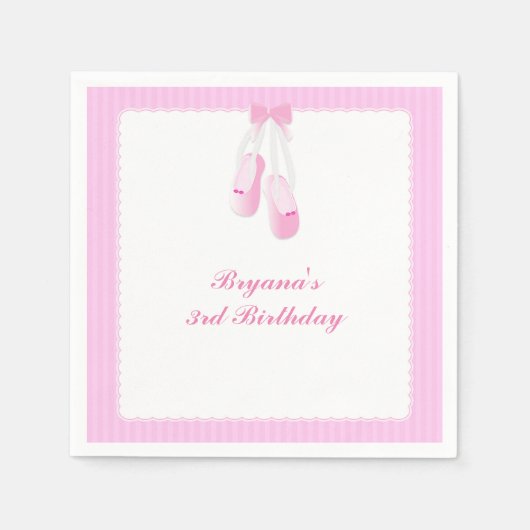 Serviette En Papier Chaussons Ballerina Pink Ballet Party (Devant)