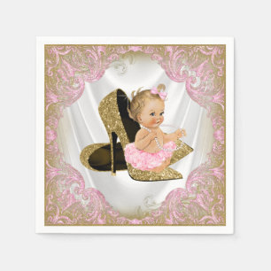 Serviette En Papier Chaussure à talon haut en or rose Perle Fille Baby