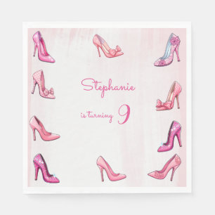 Serviette En Papier Chaussure à talon rose poupée fille fête d'anniver