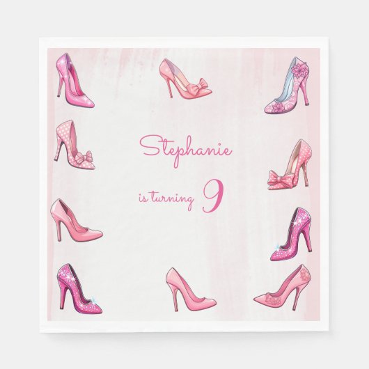 Serviette En Papier Chaussure à talon rose poupée fille fête d'anniver (Devant)