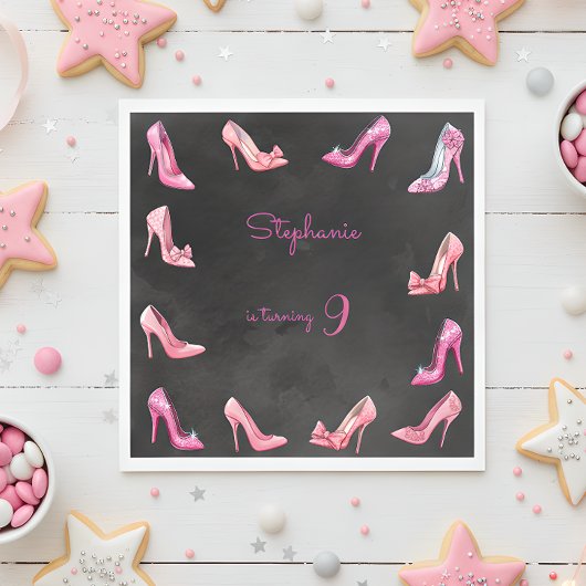 Serviette En Papier Chaussure à talon rose poupée fille fête d'anniver