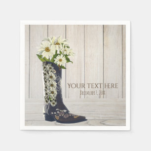 Serviette En Papier Chaussure de campagne rustique avec des marguerite