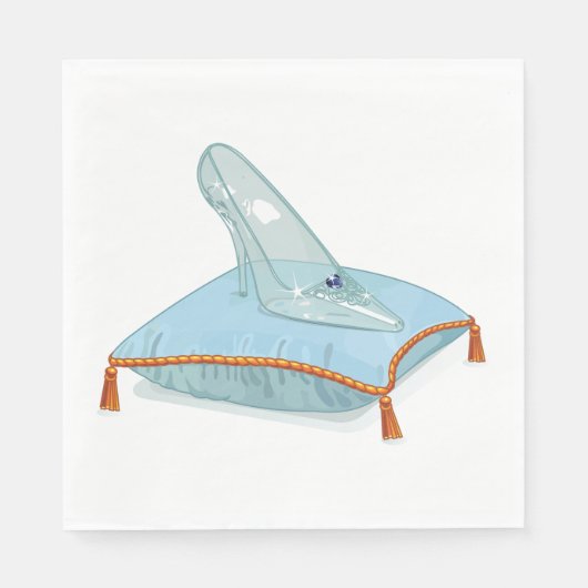 Serviette En Papier Chaussure En Verre Sur Un Coussin (Devant)