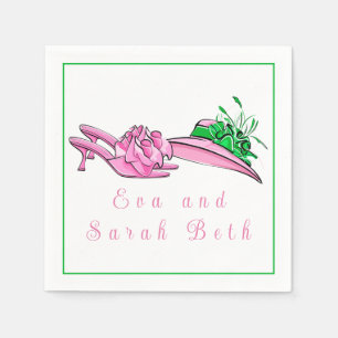 Serviette En Papier Chaussures à talons avec chapeau Derby rose élégan