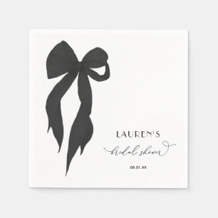 Serviette En Papier Chaussures De Bow Noir Attachant La Fête des marié
