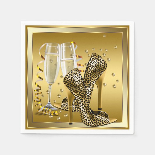 Serviette En Papier Chaussures de Champagne et talon (Devant)