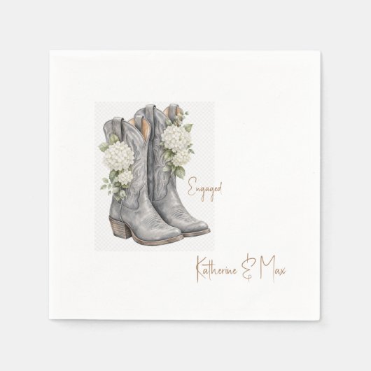 Serviette En Papier Chaussures de cowboy Hydrangea Fête de fiançailles (Devant)