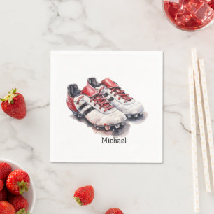 Serviette En Papier Chaussures d'entraîneur de joueur de football nom/