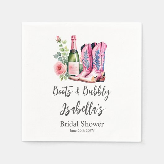 Serviette En Papier Chaussures et Bulles Rose Mariage (Devant)